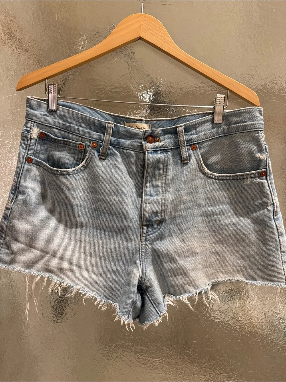 Light Wash Denim Cutoff Shorts - Unbranded